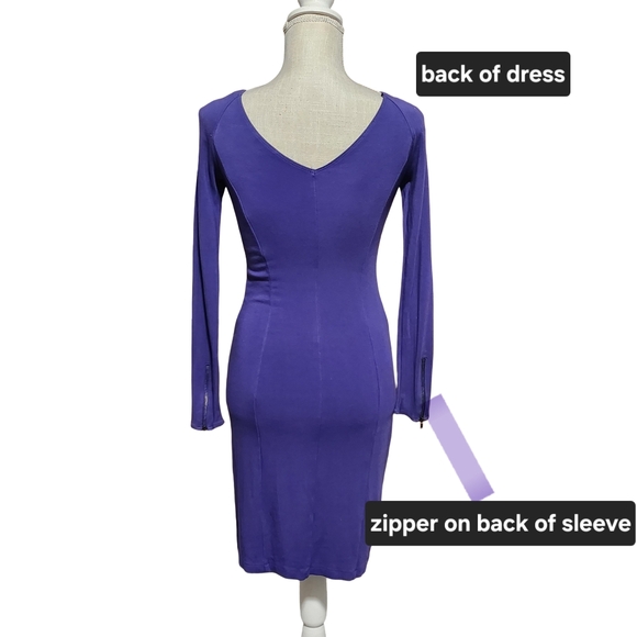 THEORY Midi Dress Womens Petite Small Royal Purple Bodycon Cocktail Minimalist - Picture 4 of 11